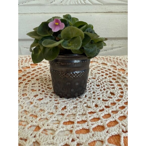 Vintage 70's Mini 3" Flower Pot Sewing Thimble Shape - Picture 3 of 8